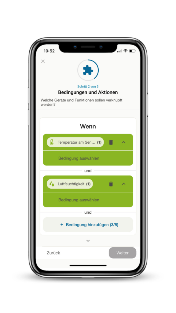 Erweiterte Regel in der wibutler-App einstellen.